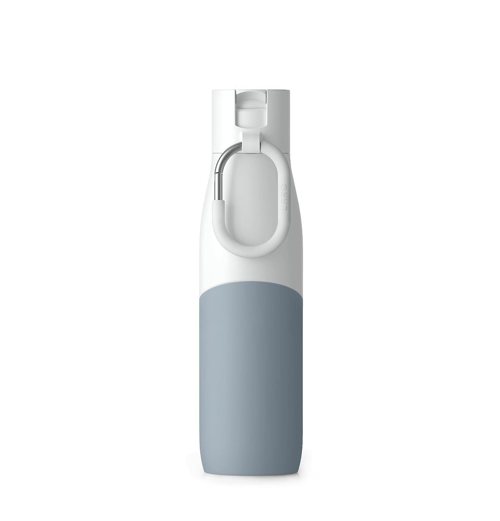 LARQ Bottle Movement Filtered - Lightweight Non-Insulated Stainless Steel Water Bottle BPA Free with Nano Zero technology and long-lasting filters, White/Pebble, 24oz