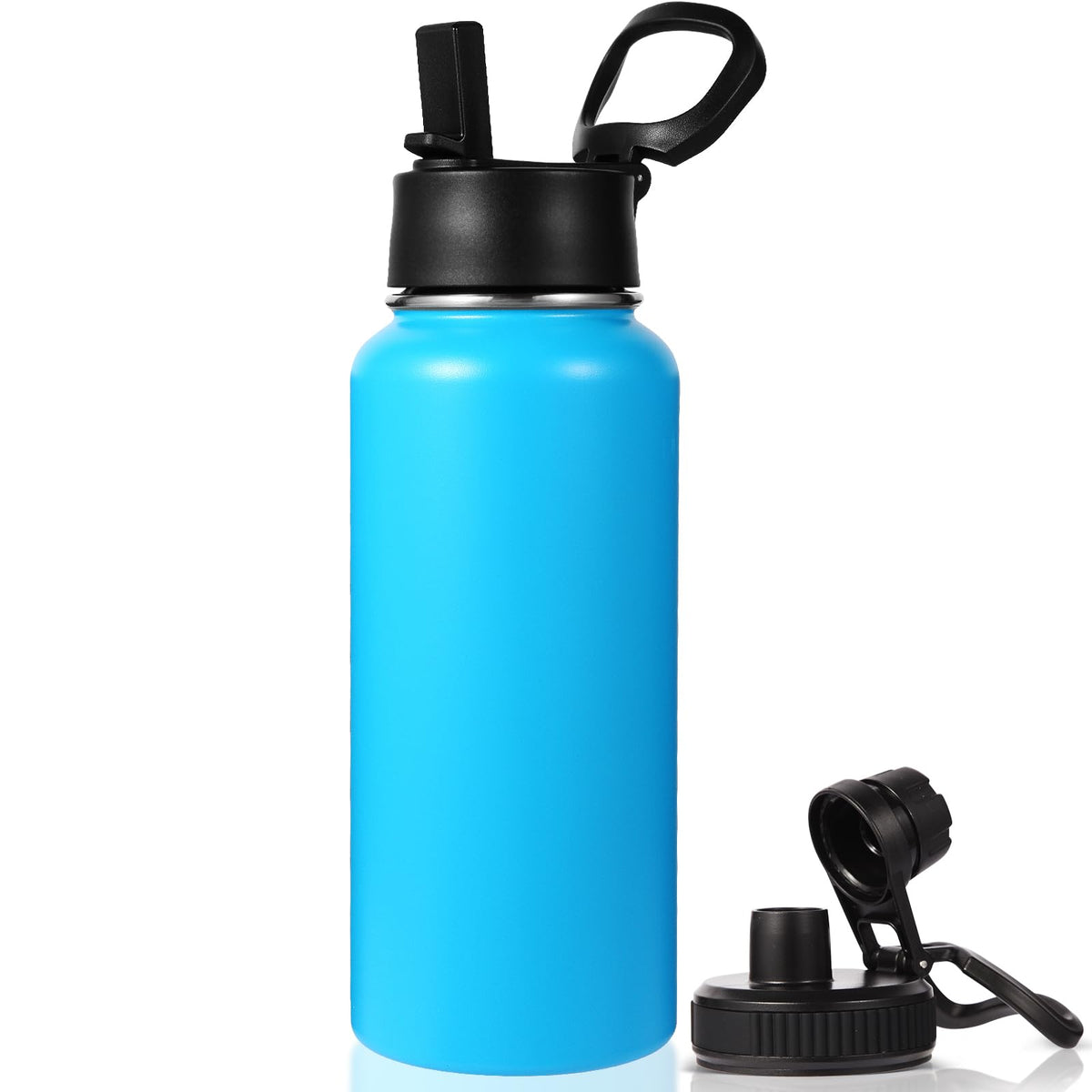 Neihepal 32 oz Insulated Water Bottles Bulk with 2 Lids (Straw & Spout Lid), Stainless Steel Double Wall Water Bottle, Keeps Cold 24H & Hot 12H (Eight Color,8 Pack)