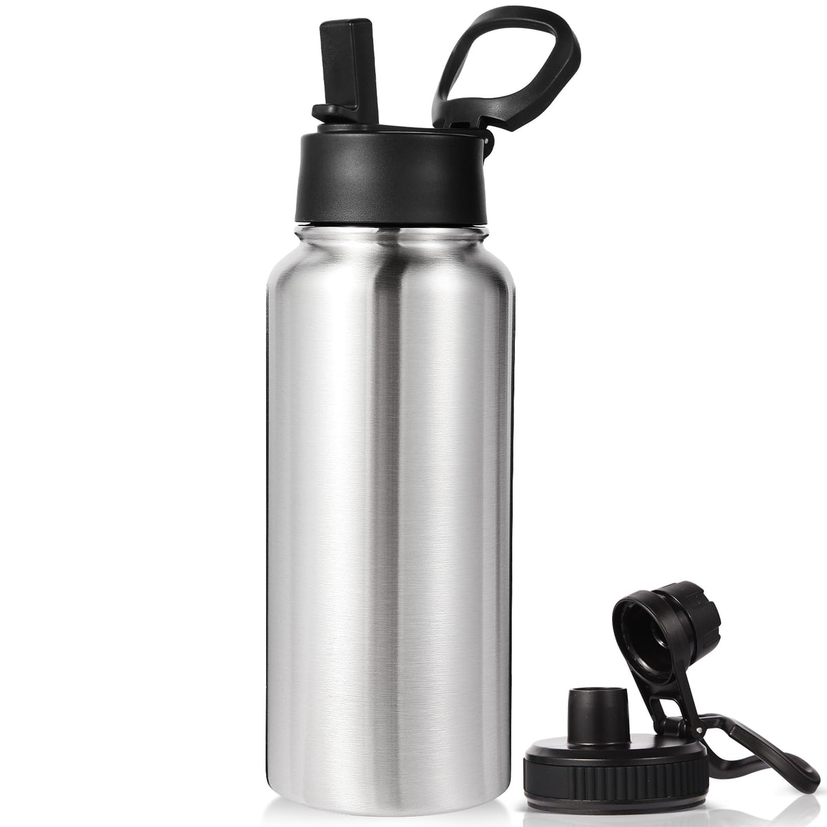 Neihepal 32 oz Insulated Water Bottles Bulk with 2 Lids (Straw & Spout Lid), Stainless Steel Double Wall Water Bottle, Keeps Cold 24H & Hot 12H (Eight Color,8 Pack)