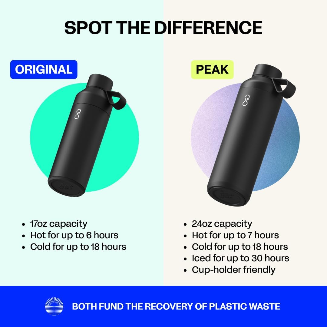 Ocean Bottle Peak 24oz Leak-Proof Steel Water Bottle (Maroon Dusk)