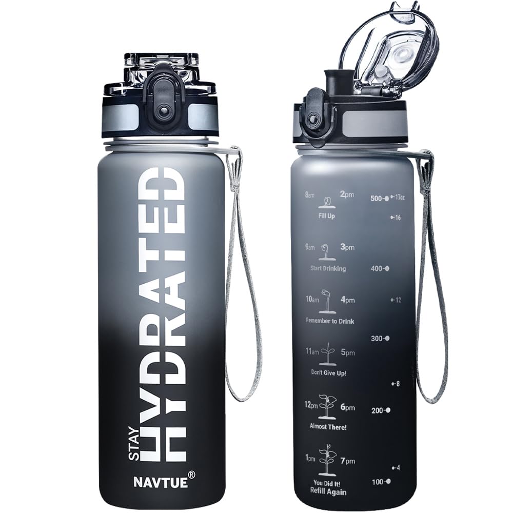 Water Bottle 32 oz Motivational Time Marker Tritan Bottle