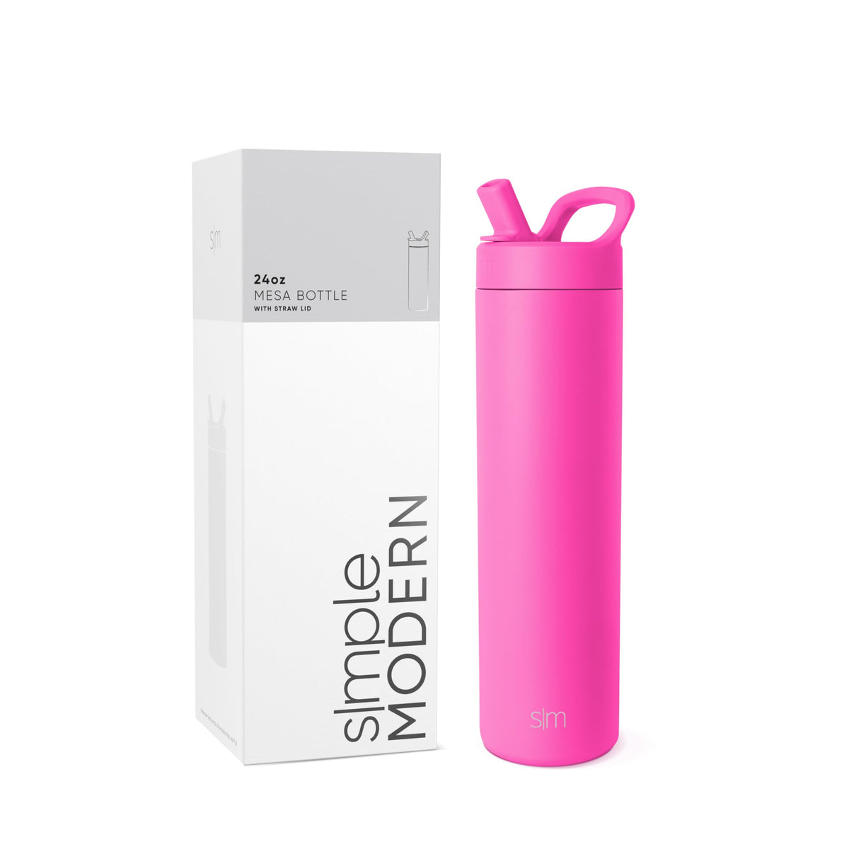 Simple Modern Insulated Water Bottle with Manual Straw | 24oz | Black