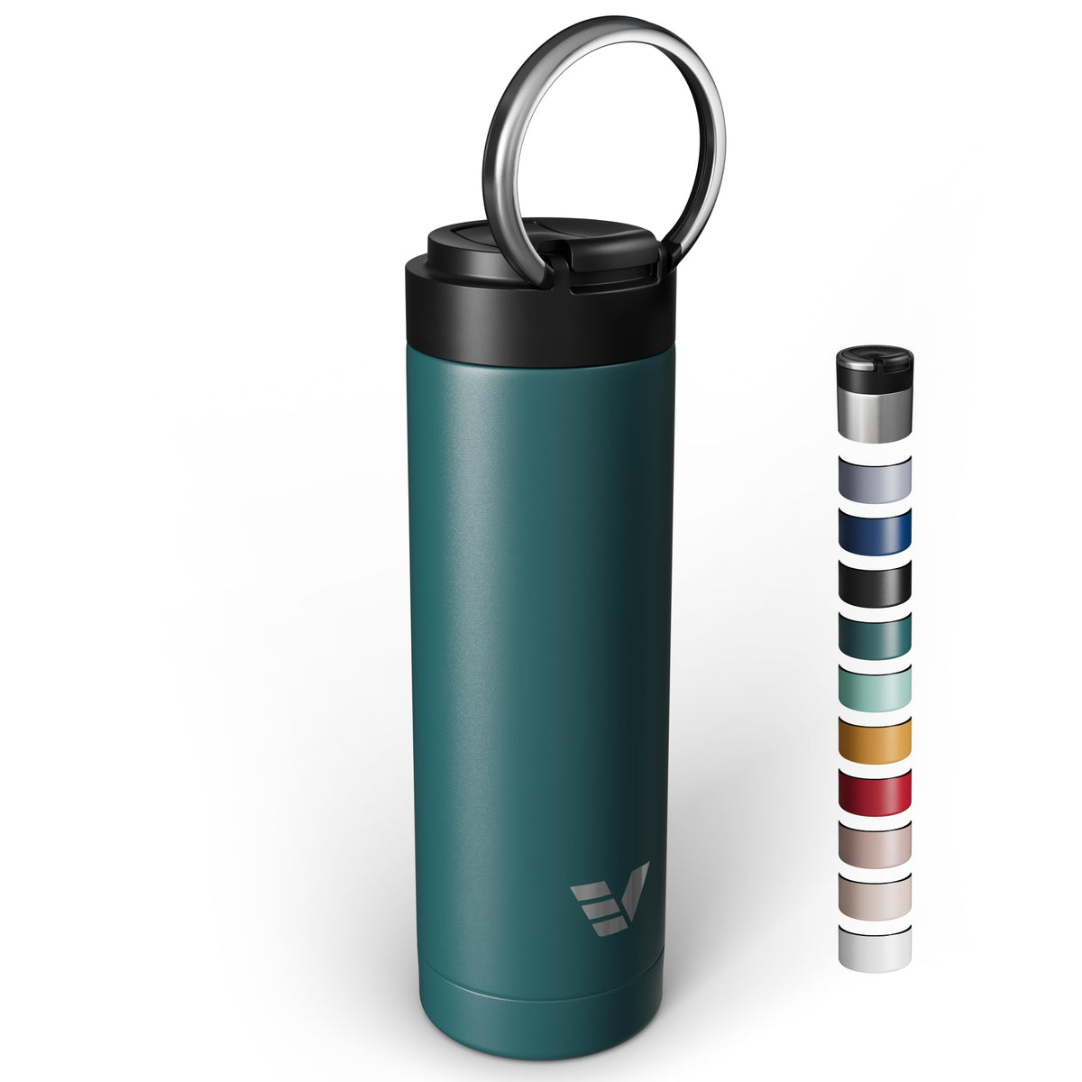 Maxi Stainless Steel Water Bottle 26oz - Double wall vacuum insulated | Integrated carry handle | leak proof flip top lid | Lightweight & stylish - Black