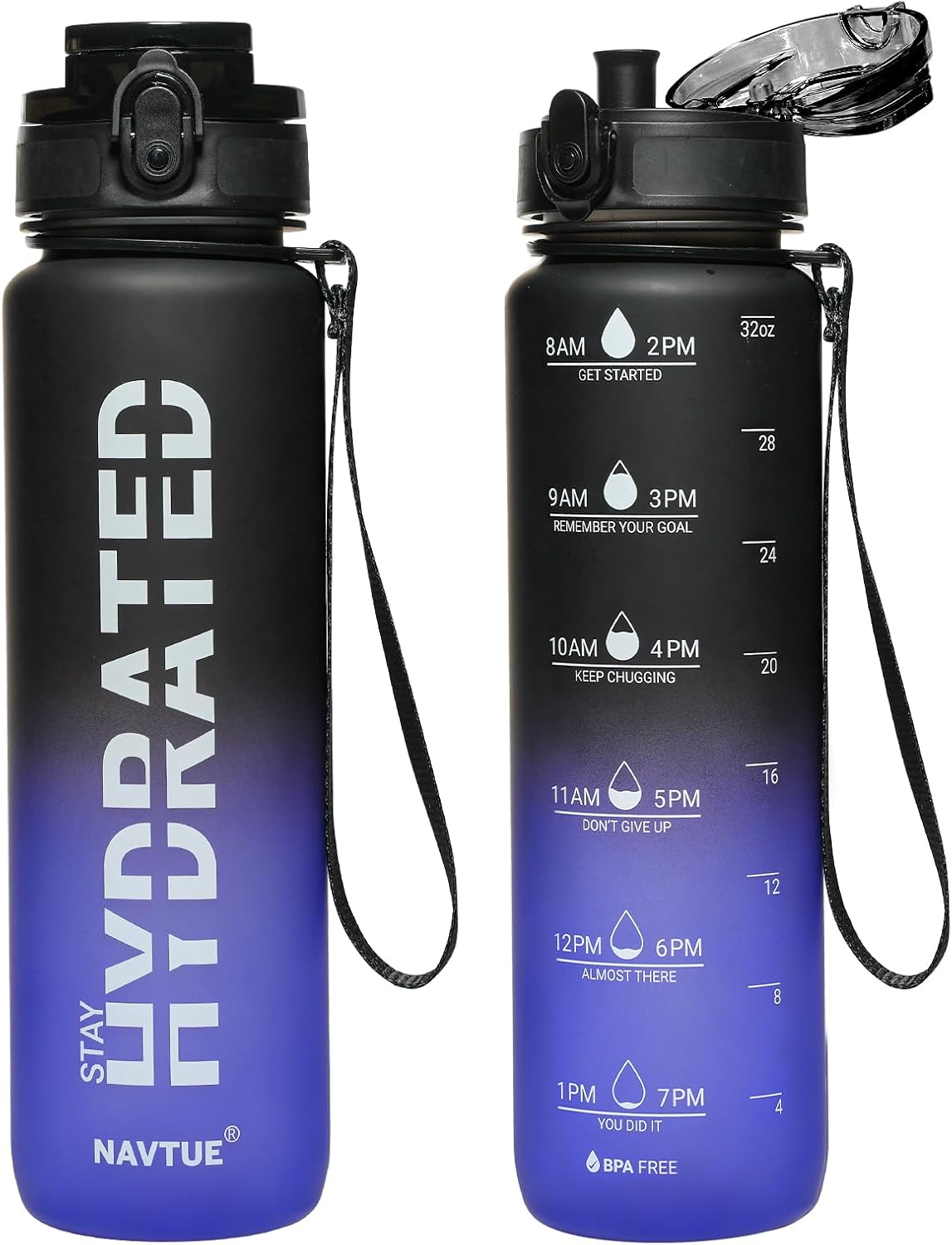 Water Bottle 32 oz Motivational Time Marker Tritan Bottle
