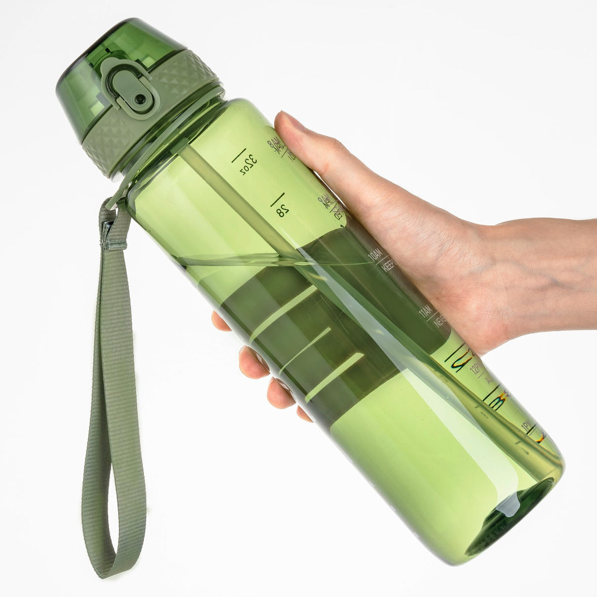 GOPPUS 32oz Clear Water Bottle with Straw & Time Marker, BPA-Free Tritan Leakproof Sports Water Bottle, Wide Mouth for Gym, Travel, Hiking, School & Office