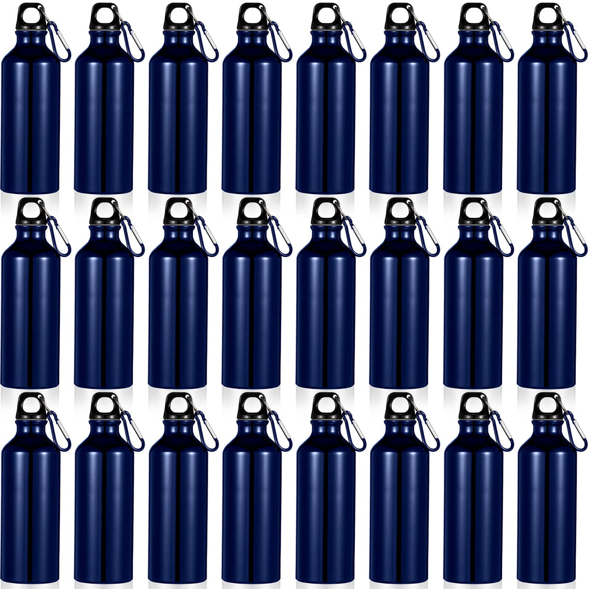 24 Pcs Aluminum Water Bottle 17oz Aluminum Reusable Bottles with Clips Sports Lightweight Water Multipack Easy Carry Leakproof Travel for Gym Hiking Cycling Sports Outdoor(Assorted Color)