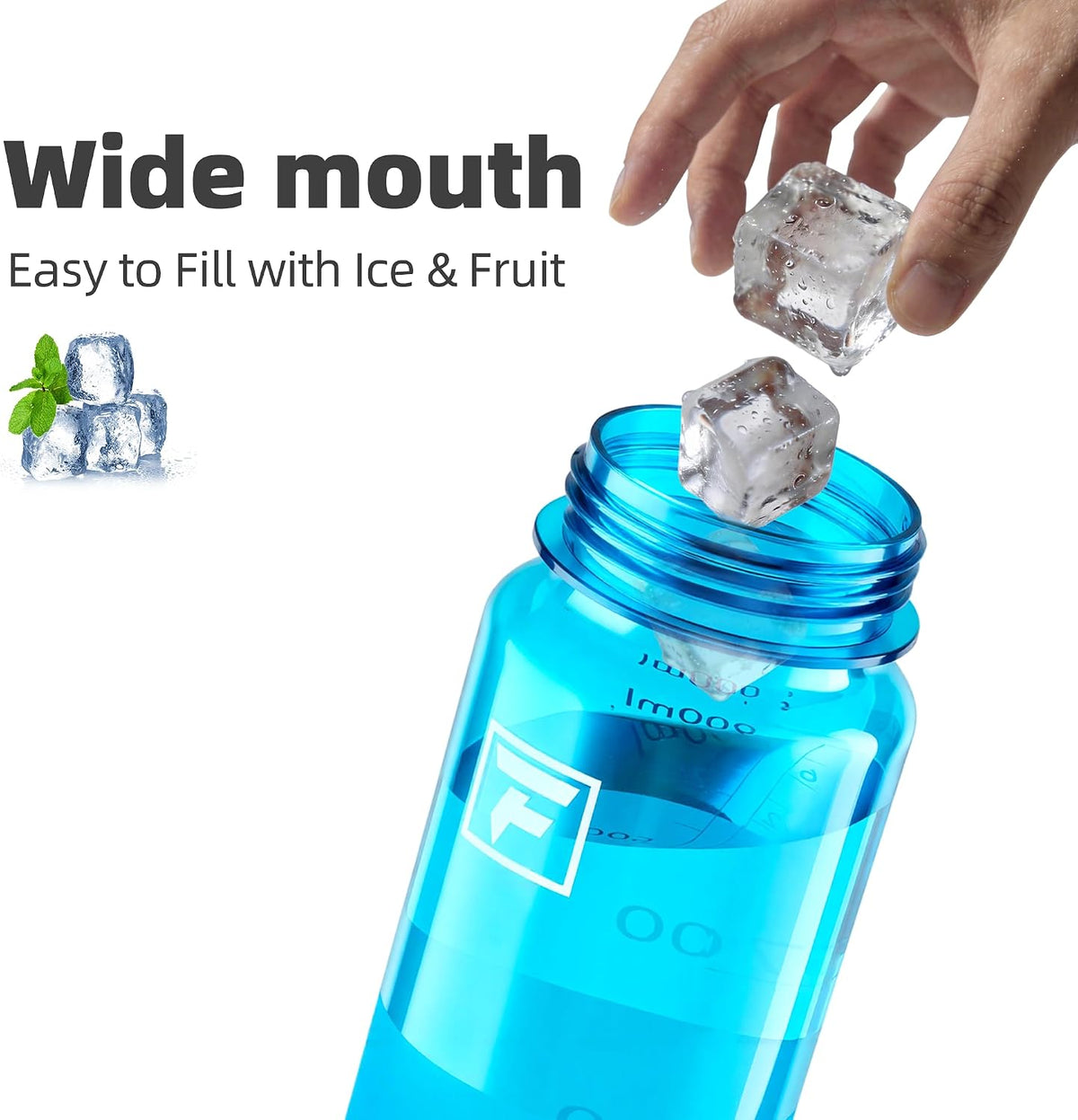 Fanhaw 32 oz Clear Water Bottle with Straw Lid - Tritan, BPA-Free, Lightweight, Wide Mouth, Leak-Proof, Perfect for Gym, Travel, School, Office, and Sports (Classic Blue)