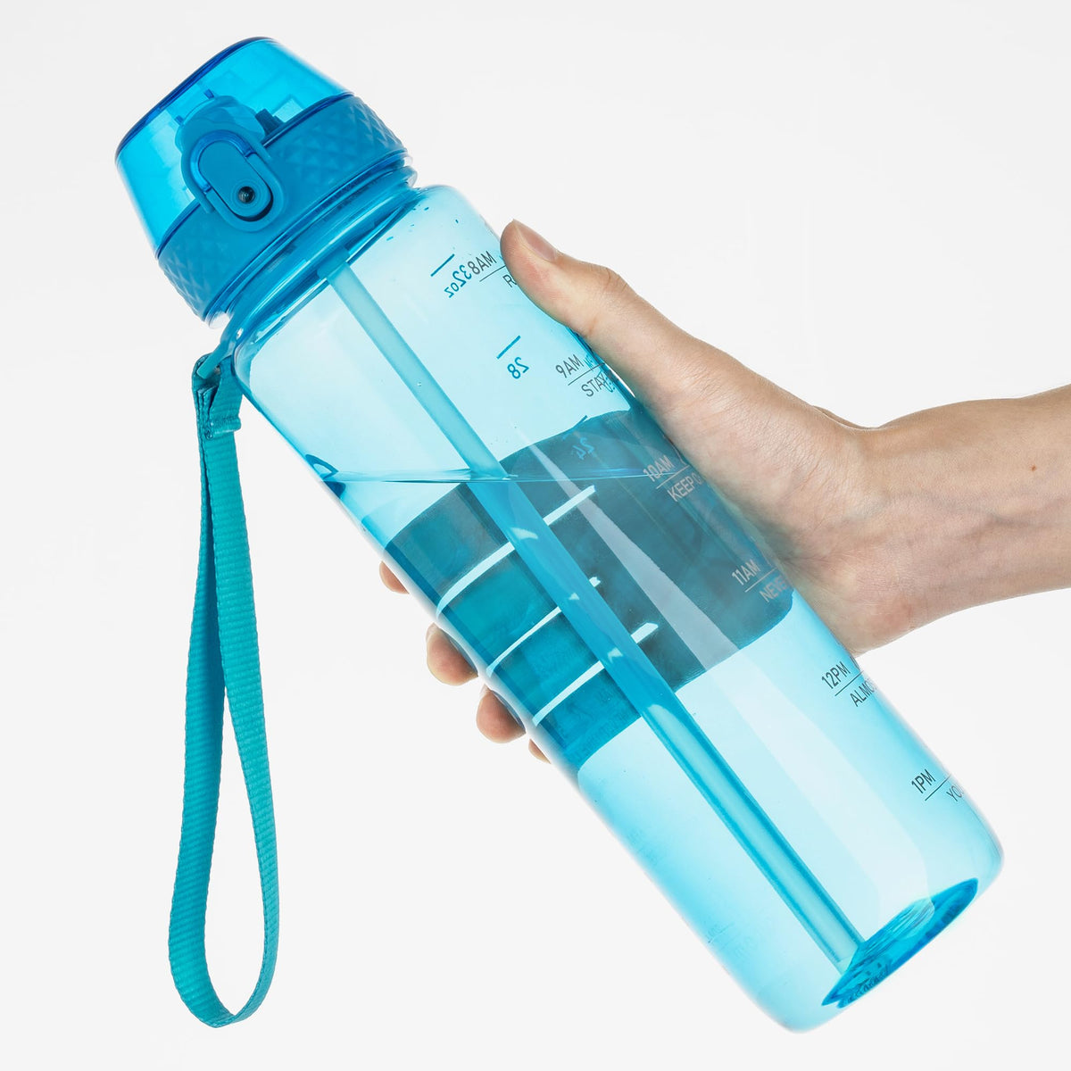 GOPPUS 32oz Clear Water Bottle with Straw & Time Marker, BPA-Free Tritan Leakproof Sports Water Bottle, Wide Mouth for Gym, Travel, Hiking, School & Office