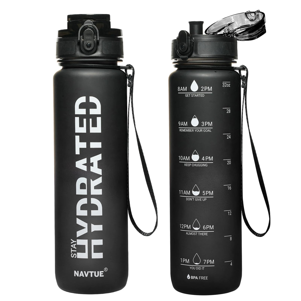 Water Bottle 32 oz Motivational Time Marker Tritan Bottle