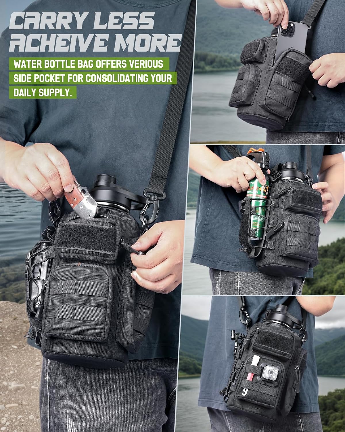 RXW 64oz Insulated Water Bottle Half Gallon Water Jug with Sleeve Tactical