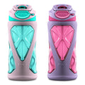ZULU Torque 16oz Plastic Kids Water Bottle with Silicone Sleeve and Leak-Proof Locking Flip Lid and Soft Touch Carry Loop for School Backpack, Lunchbox, Outdoor Sports, BPA-Free Dishwasher Safe, Gray