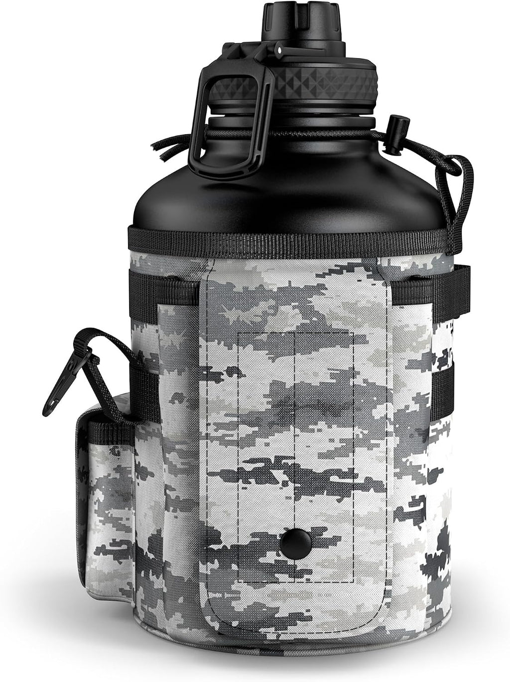 Old Southern Brass Combat Canteen 64oz Tactical Water Bottle – White Digital Camo Military Canteen Style Insulated Stainless Steel Water Jug