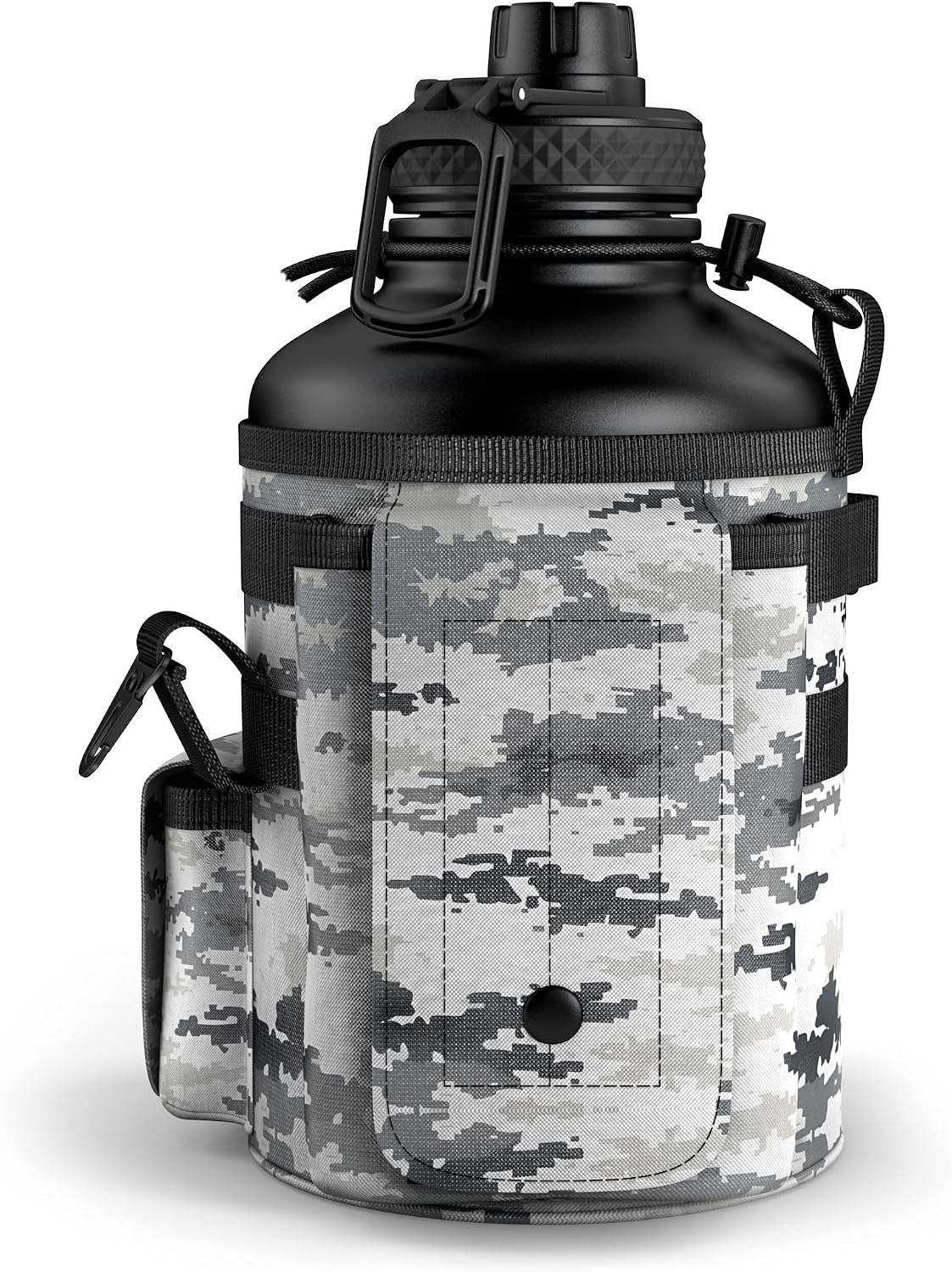 Old Southern Brass Combat Canteen 64oz Tactical Water Bottle – White Digital Camo Military Canteen Style Insulated Stainless Steel Water Jug