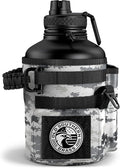 Old Southern Brass Combat Canteen 64oz Tactical Water Bottle – White Digital Camo Military Canteen Style Insulated Stainless Steel Water Jug