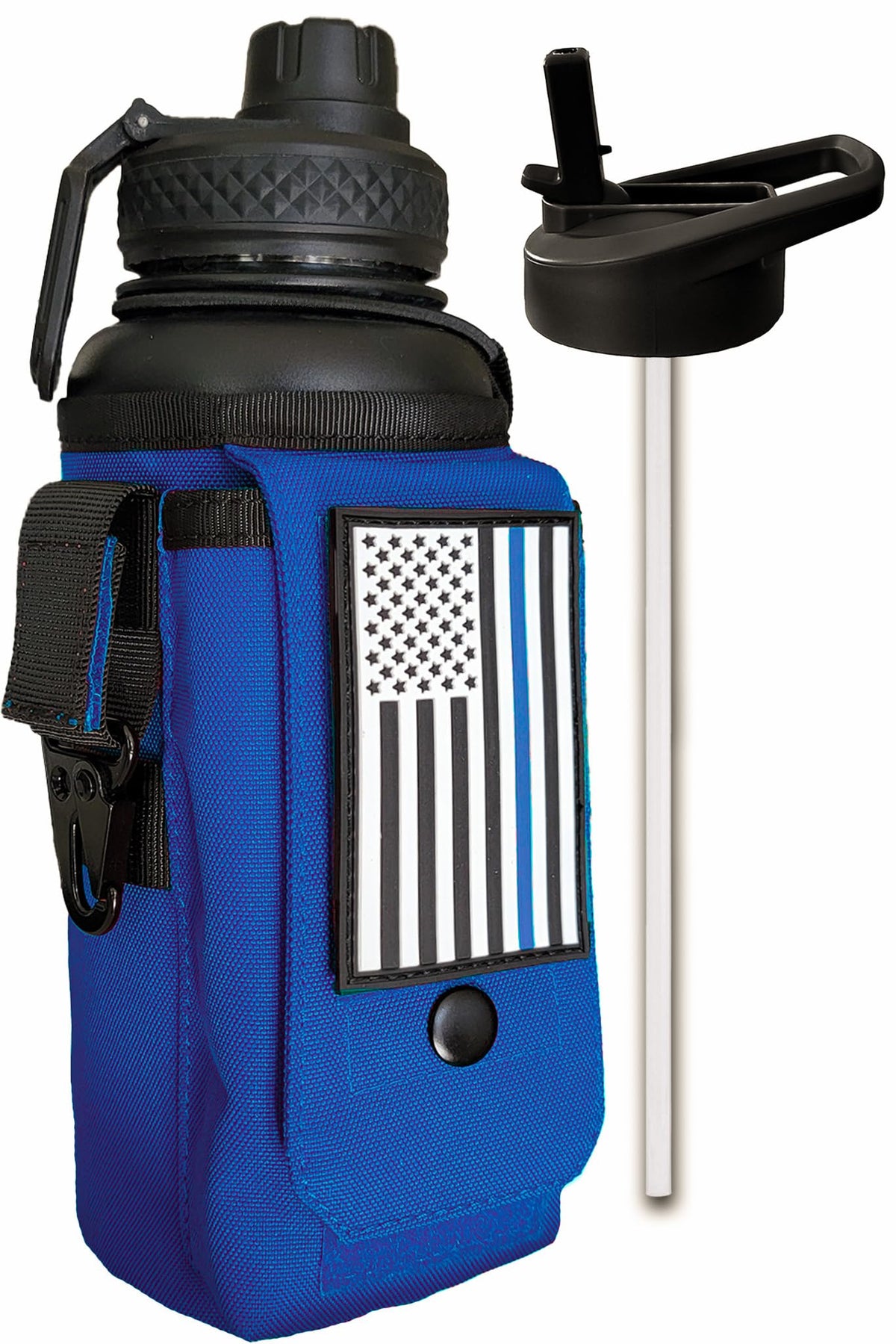 Iron Infidel Battle Bottle - Half Gallon Insulated Stainless Steel Water Jug with Handle - Gym Bottle for Men with Rugged Sleeve (Overland 2 Liter)